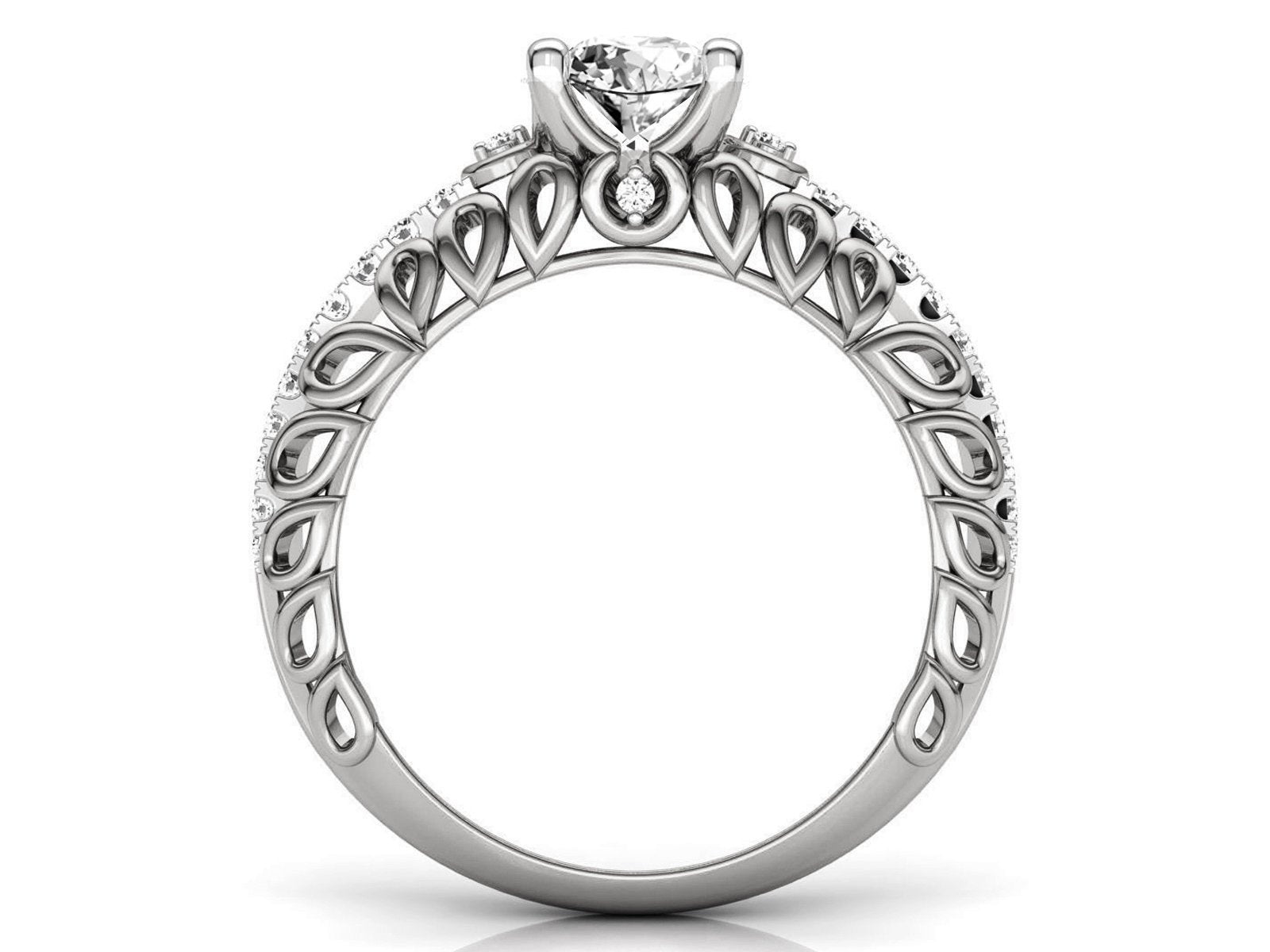 18K Filigree 1.33 ct Diamond Engagement, Unique Engagement Ring, Braided Ring, Swirl Trellis Ring