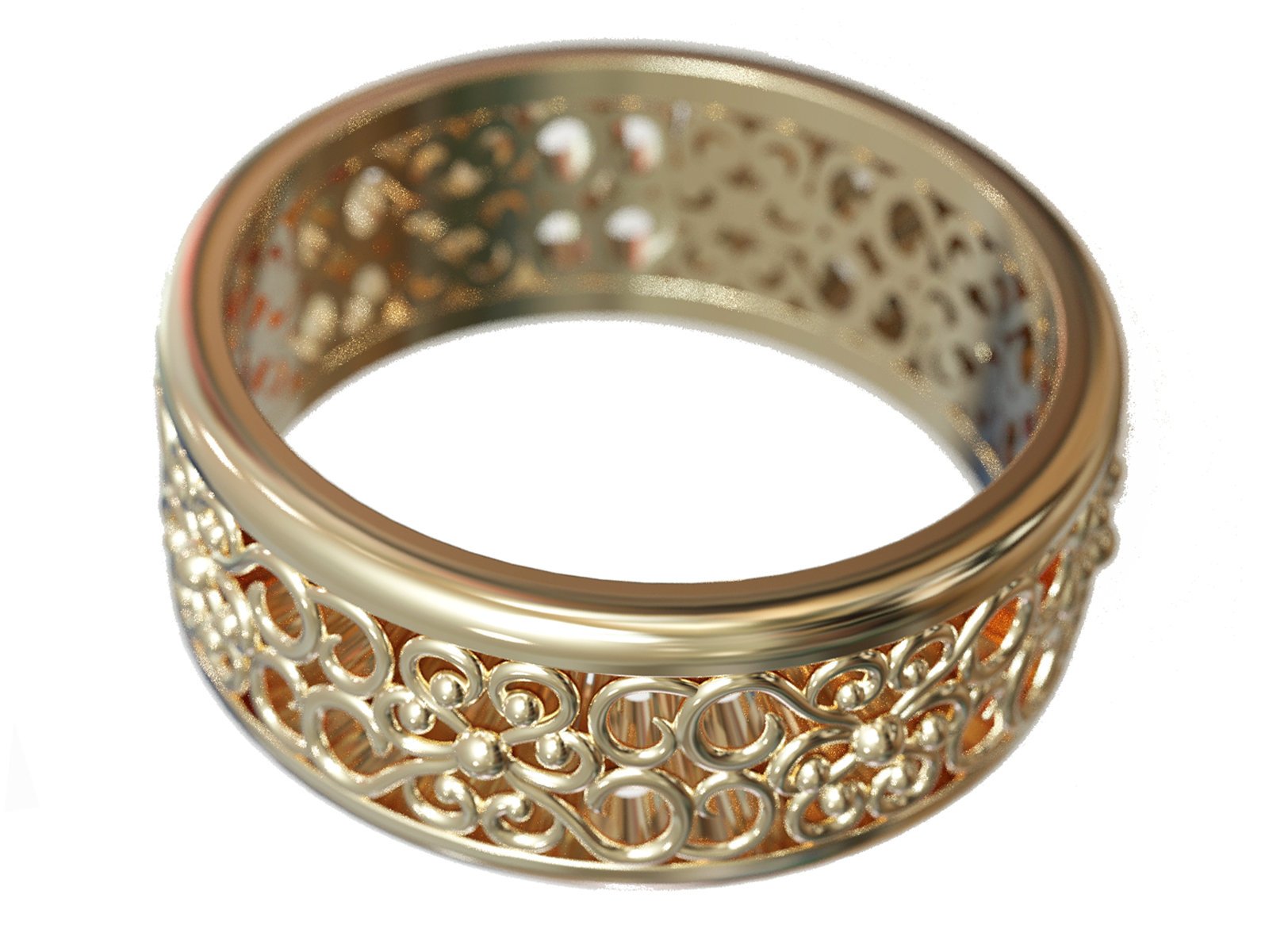 14K Solid Gold Filigree Band Ring Celtic Anniversary Ring - Lianne Jewelry