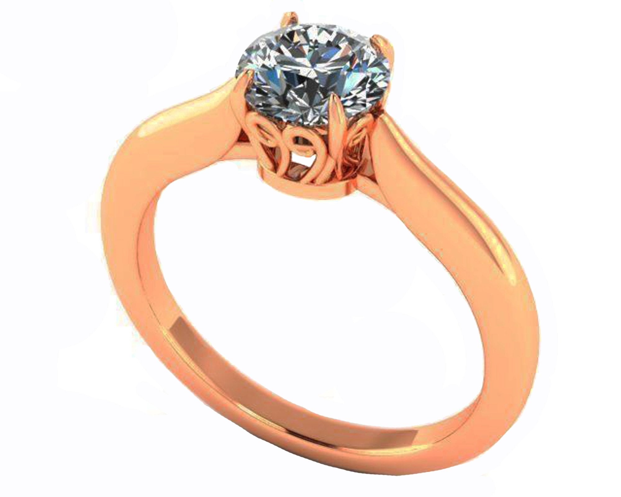 Unique Moissanite Engagement Ring 14K Filigree Prongs Solitaire Ring - Lianne Jewelry