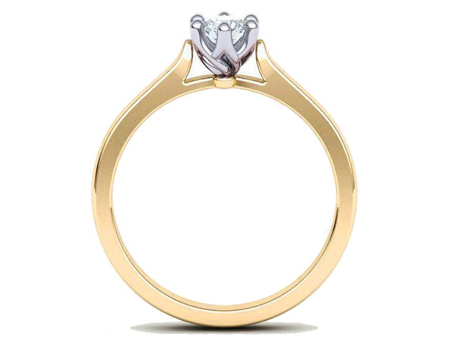 2 Tone Solitaire Engagement Minimalist Diamond Ring Solid Gold Unique Engagement Ring