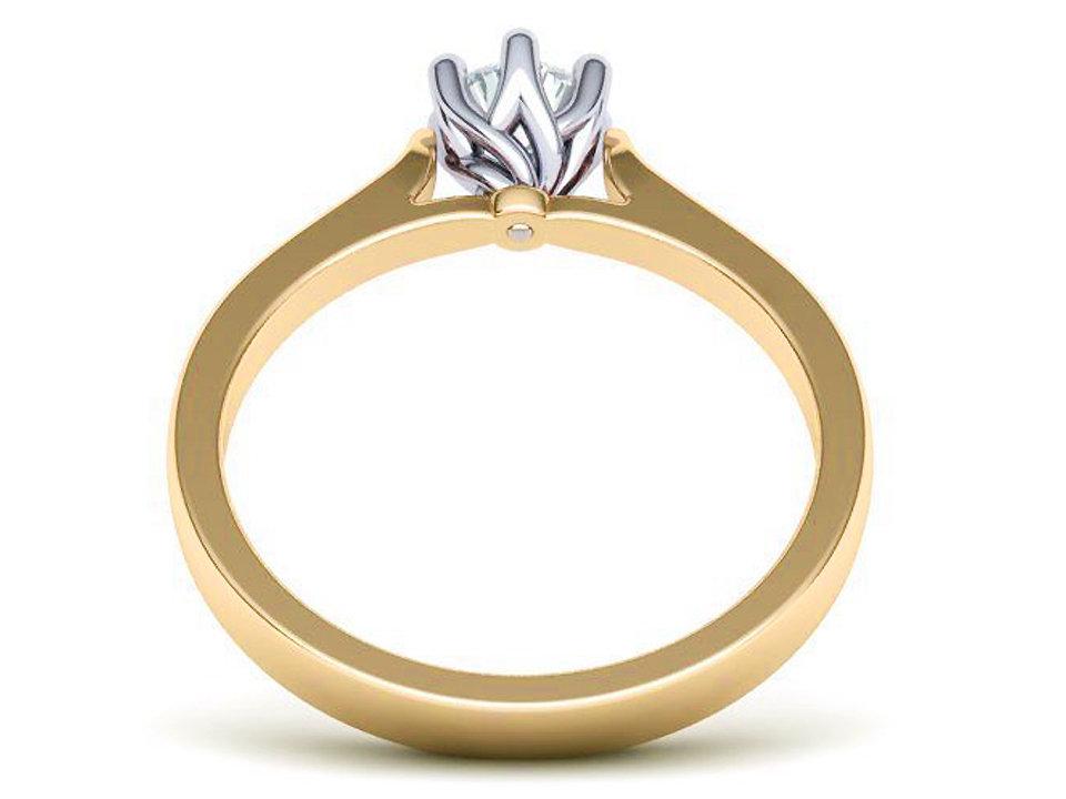 2 Tone Solitaire Engagement Minimalist Diamond Ring Solid Gold Unique Engagement Ring