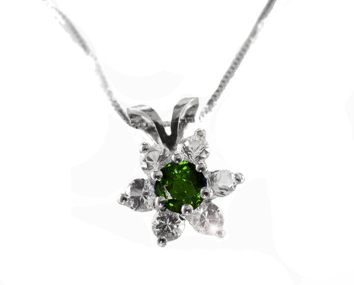 Amethyst Flower Pendant in 14K White gold, Including Venetian Box Chain 18 inches, 45cm Long Box chain, Gold Chain