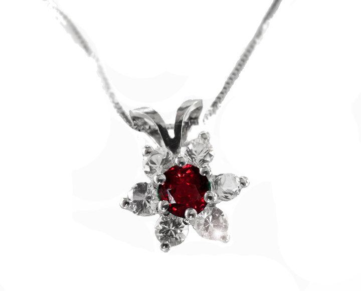 Amethyst Flower Pendant in 14K White gold, Including Venetian Box Chain 18 inches, 45cm Long Box chain, Gold Chain