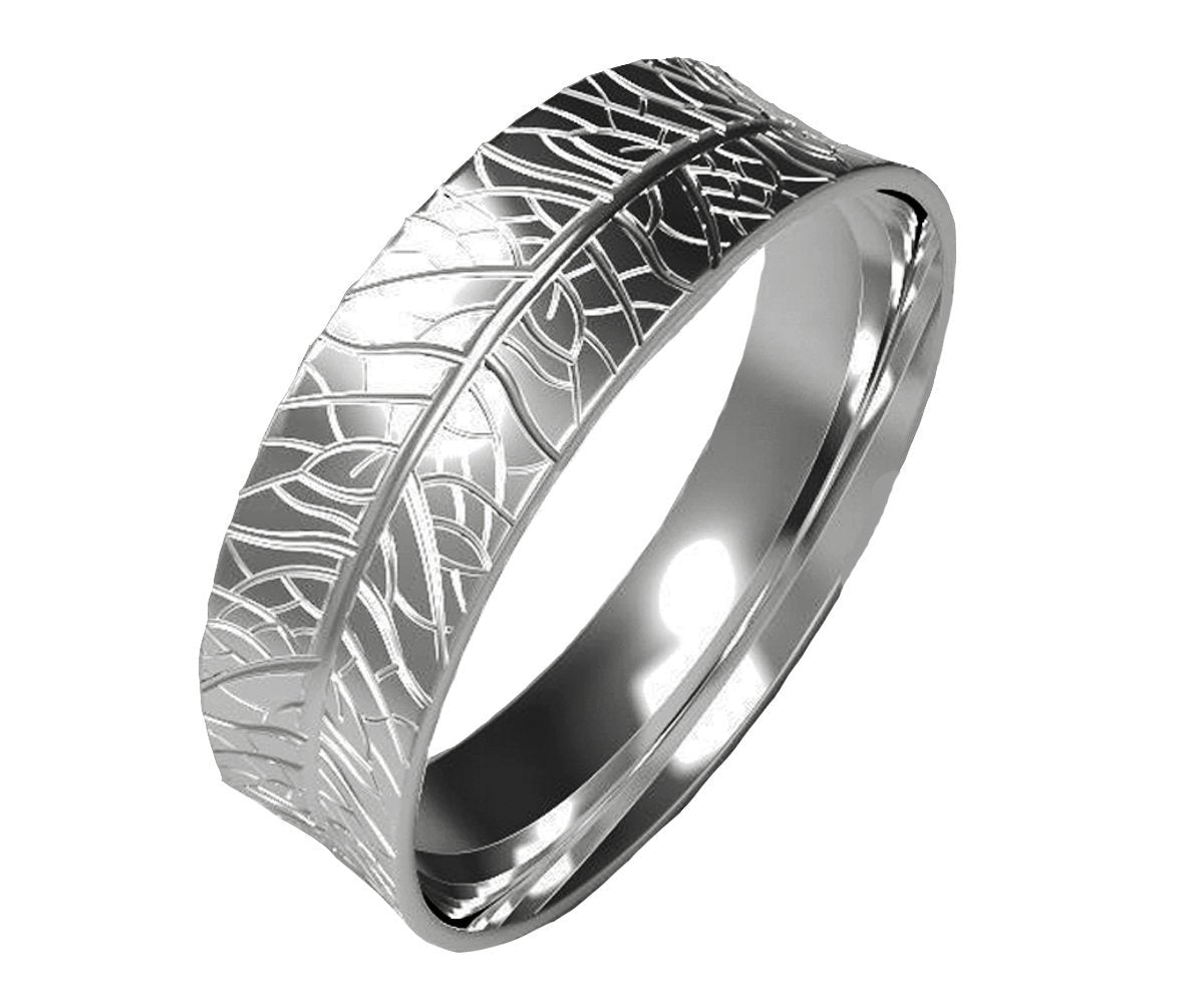14K Textured 7mm Wide Band, Solid White Gold Band Ring, Milgrain Band Engraved Band, Wedding Band, Gift for Him or Gift for Her
