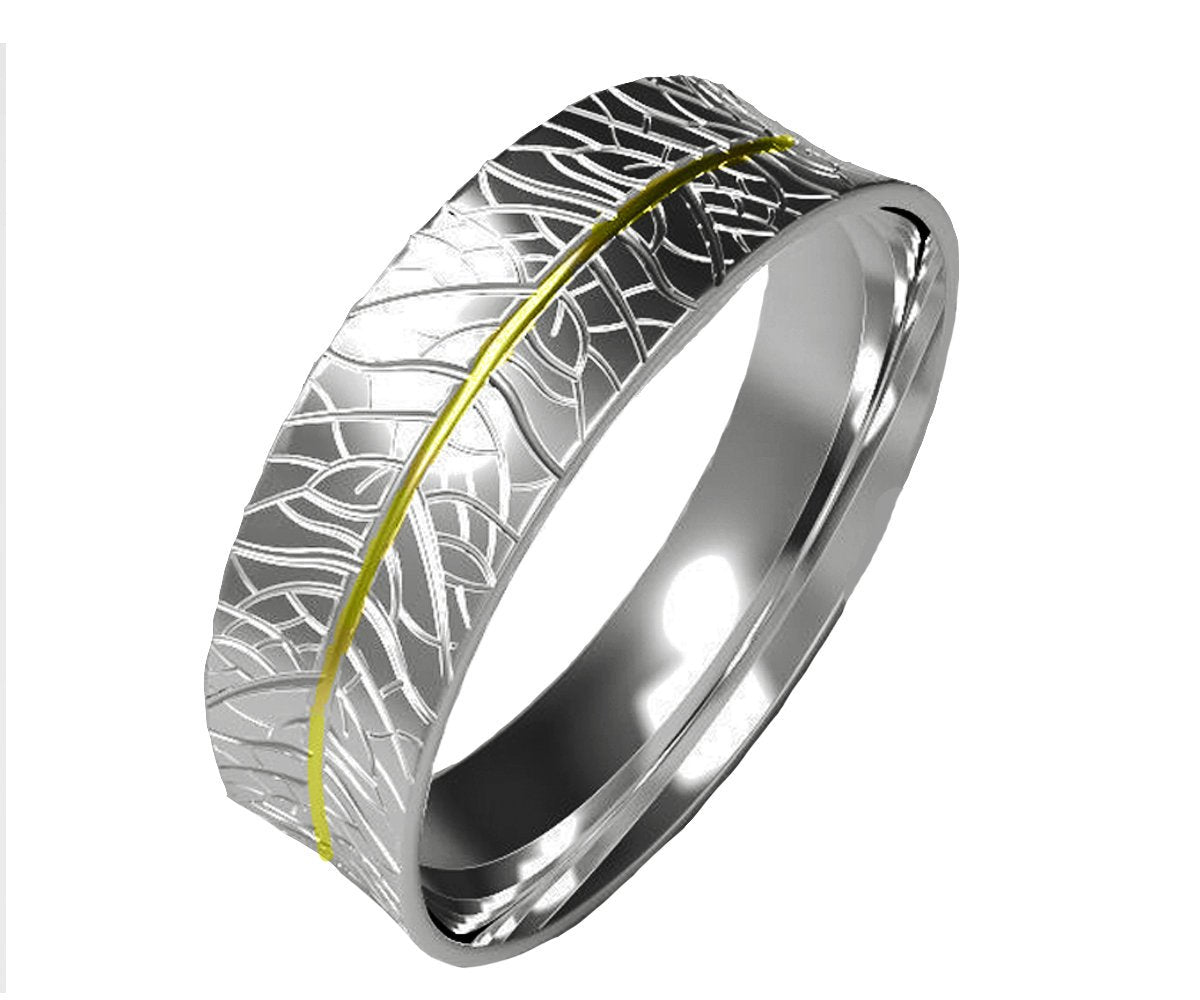 14K Textured 7mm Wide Band, Solid White Gold Band Ring, Milgrain Band Engraved Band, Wedding Band, Gift for Him or Gift for Her