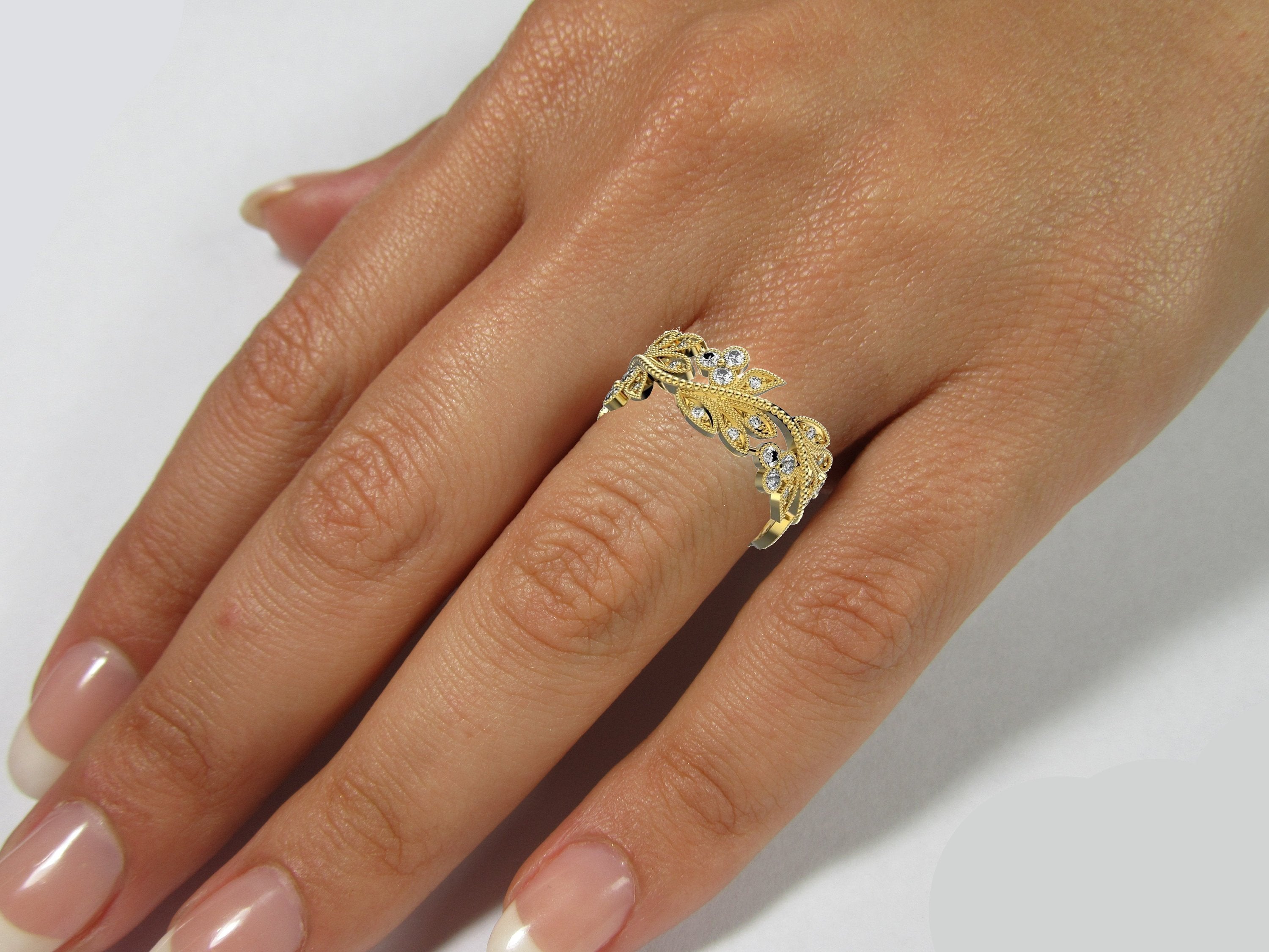 Wide Milgrain Ring Edwardian Ring Filigree Jewelry Victorian Ring Band ring Engraved Ring Flower Ring