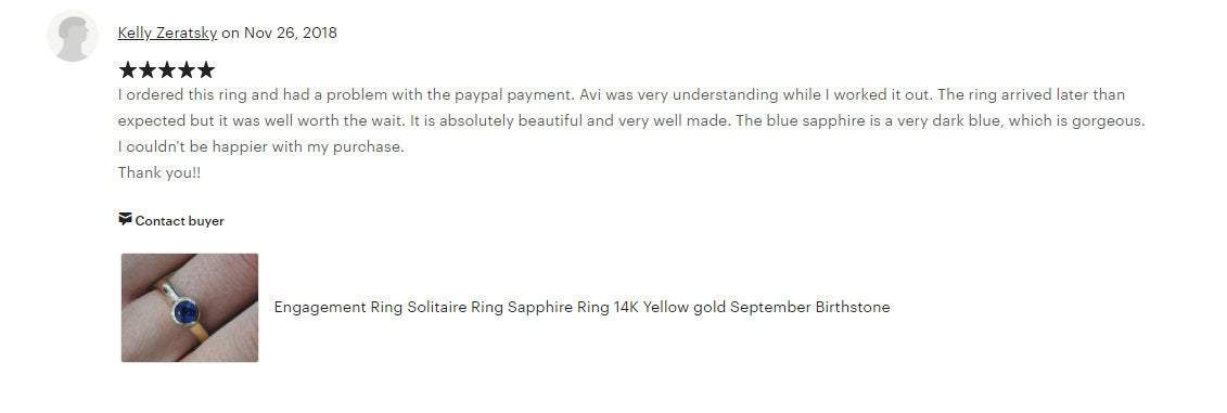Promise Ring Sapphire Ring Round Solitaire Ring Engagement Ring Bezel set Sapphire Ring 14K White gold September Birthstone
