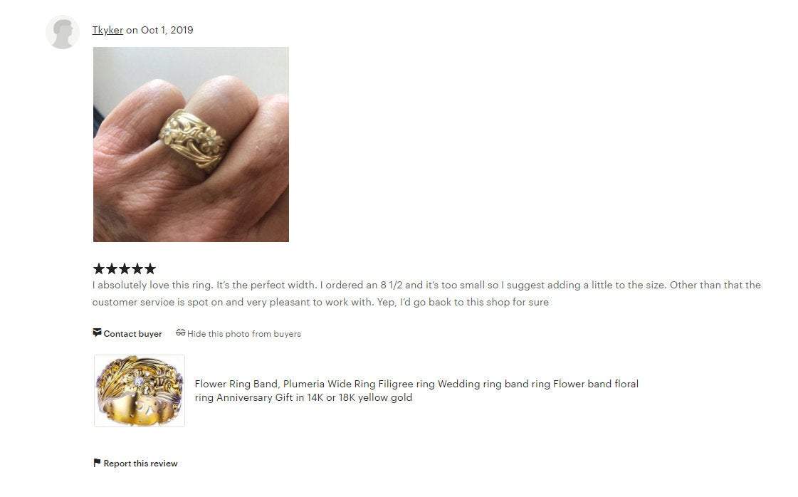 Flower Ring Band, Plumeria Wide Ring Filigree ring Wedding ring band ring Flower band floral ring Anniversary Gift in 14K or 18K yellow gold