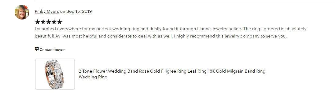 18K Unique Wedding Band Milgrain Band Filigree band Engraved Ring Flower Band Leaf Wedding Band Daughter Gift
