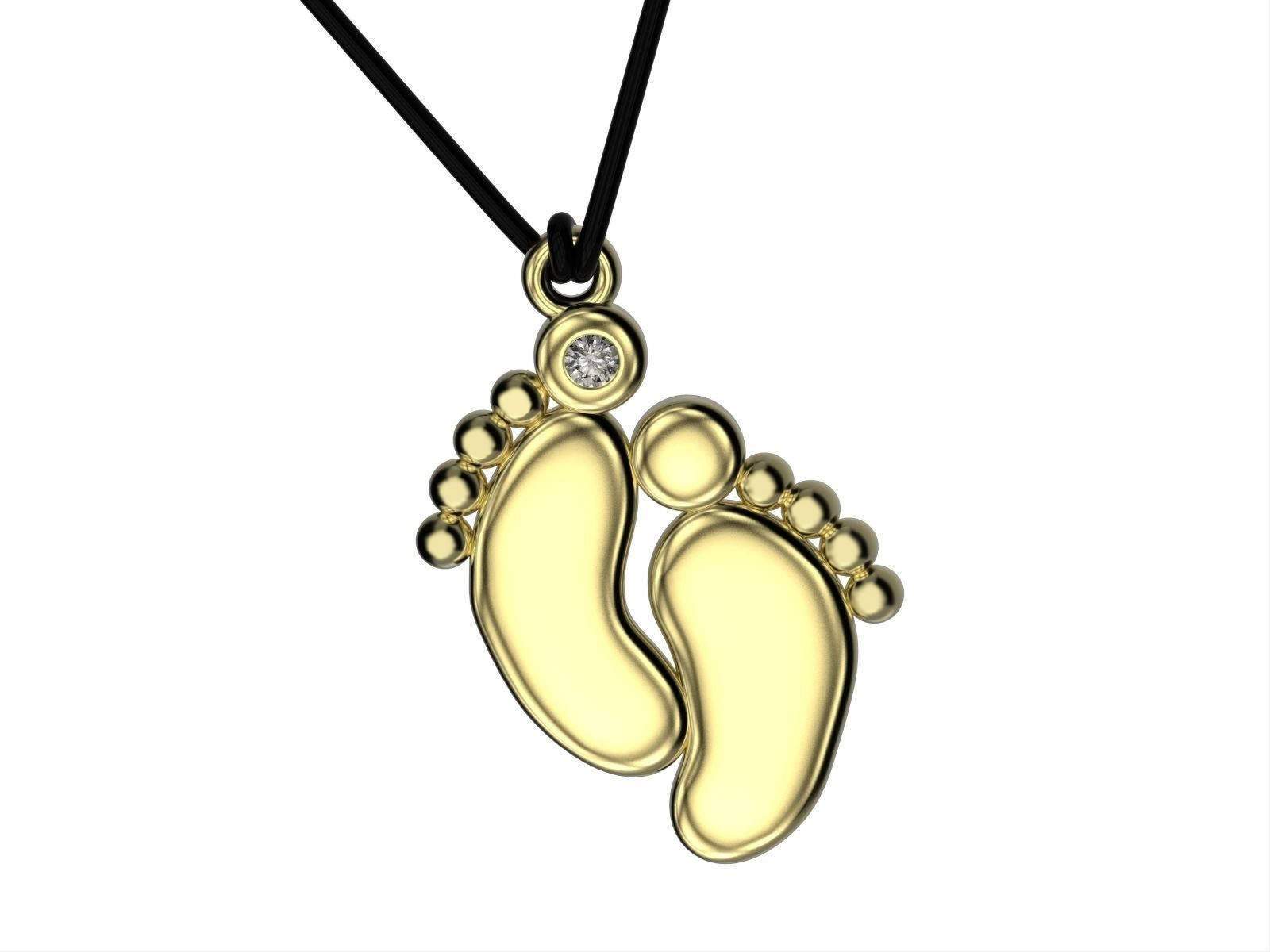 SALE 50% - Gold Baby Feet Charm 14K Gold Minimalist Charm Baby Jewelry Birth Gift - Lianne Jewelry