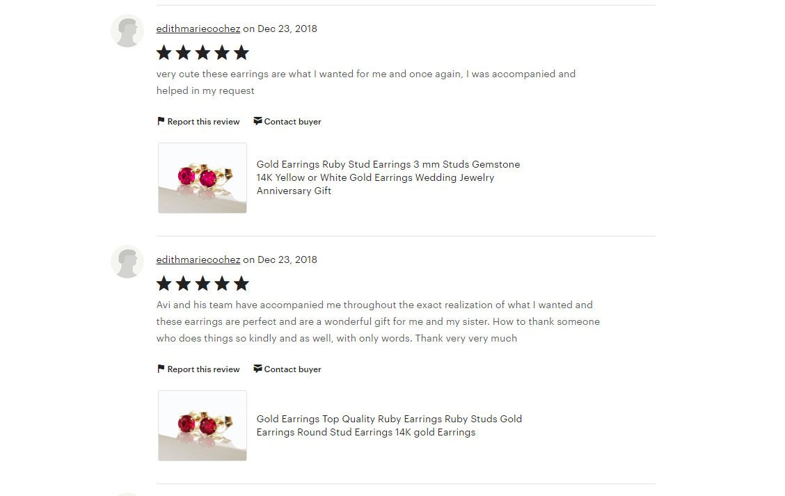 Gold Earrings Top Quality Genuine Ruby Earrings Genuine Ruby Studs Gold Earrings Round Stud Earrings 14K gold Earrings