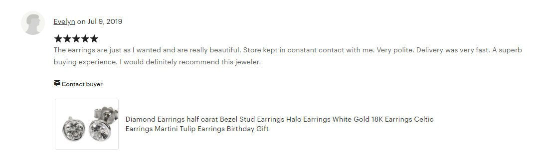 Diamond Earrings half carat Bezel Stud Earrings Halo Earrings White Gold 18K Earrings Celtic Earrings Martini Tulip Earrings Birthday Gift