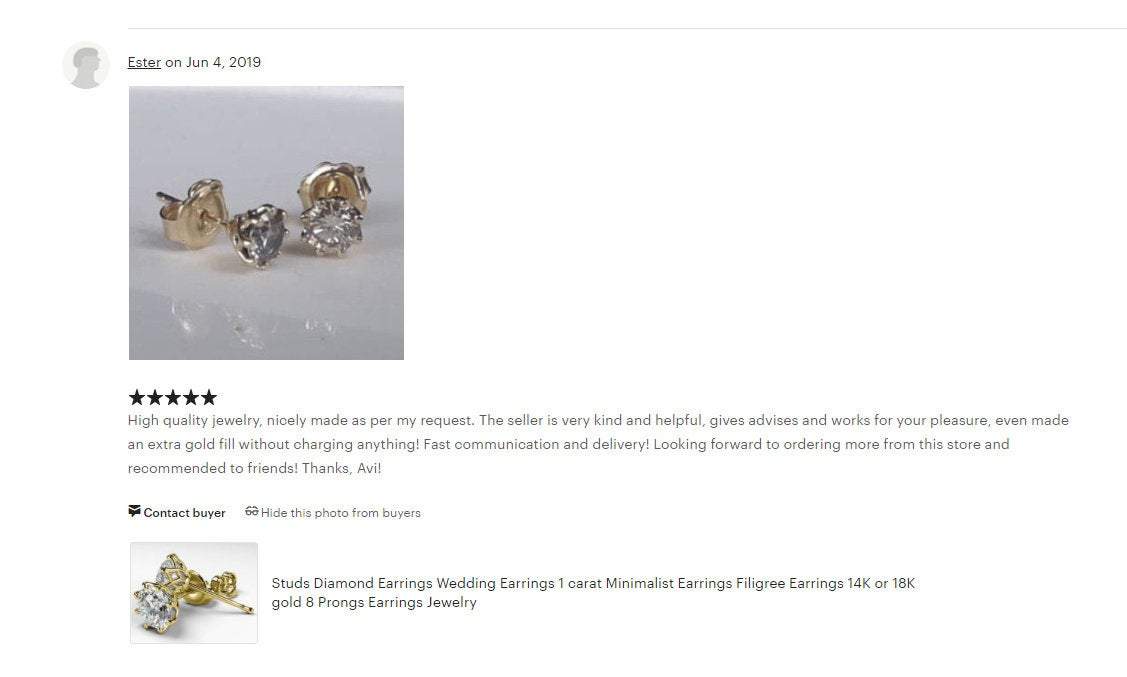 Studs Diamond Earrings Wedding Earrings 1 carat Minimalist Earrings Filigree Earrings 14K or 18K gold 8 Prongs Earrings Jewelry