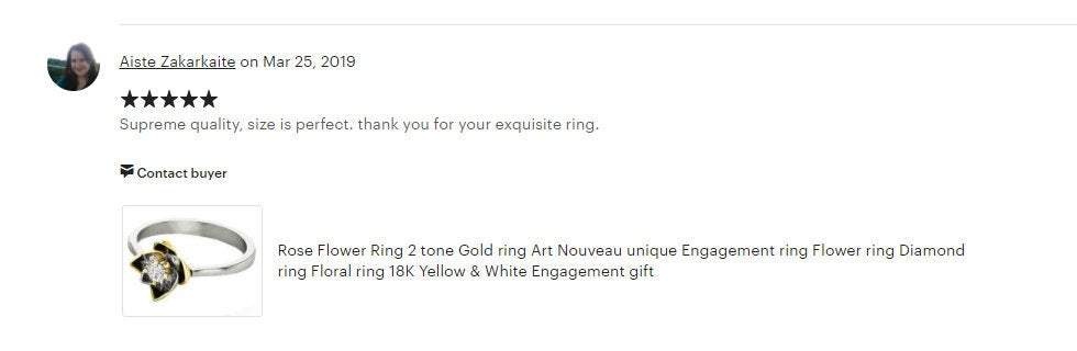 Flower Ring Gold ring Art Nouveau unique Engagement ring Flower ring Diamond ring Floral ring 18K White gold Engagement gift - Lianne Jewelry