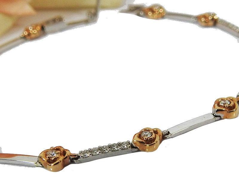 Flower Diamond Bracelet Bracelet Celtic Jewelry Two tone 18K gold 17.4 cm 6.8 inches - Lianne Jewelry
