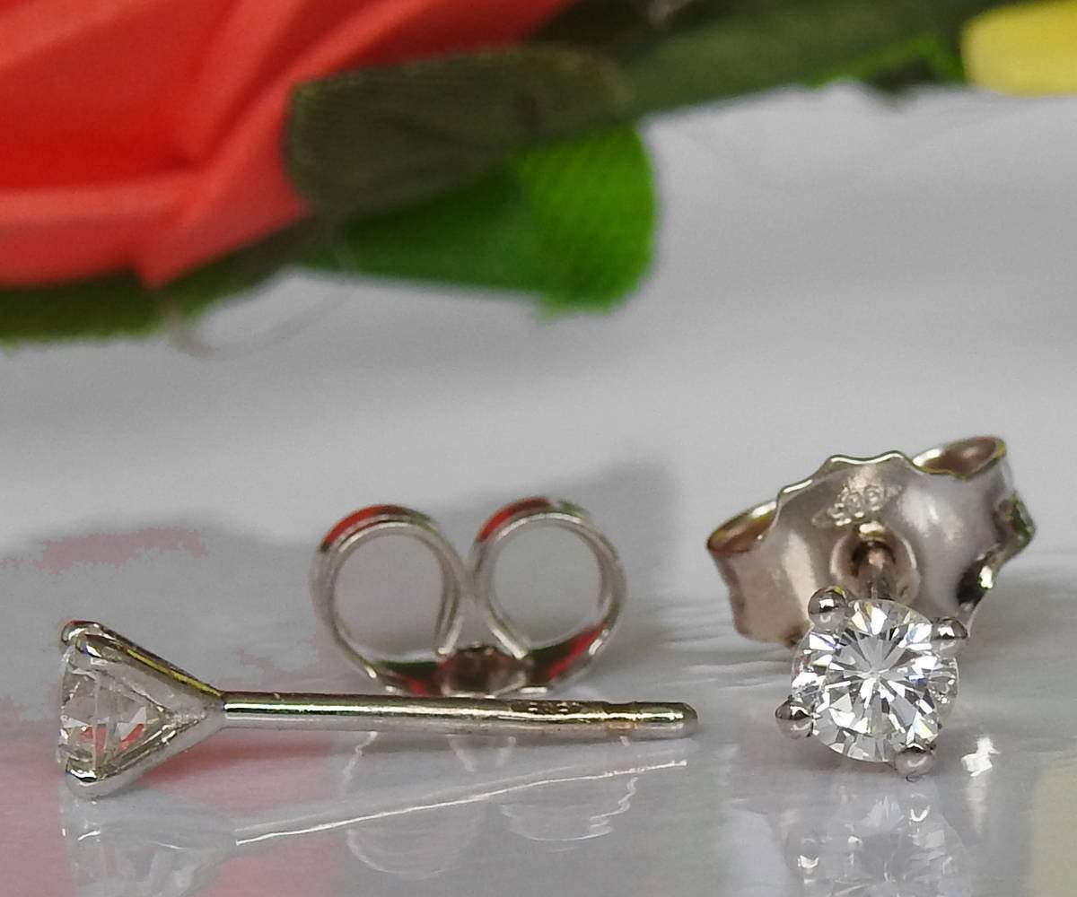 14K Gold Studs, Girl Earrings, Small Stud Earrings, White Sapphire Studs, Christmas Gift