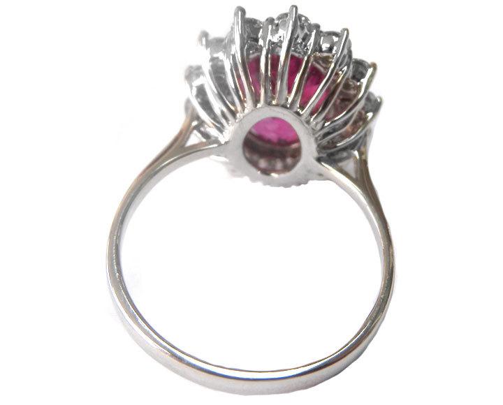 Unique 14K Rubellite Tourmaline Diamond Ring, Oval Pink Tourmaline Ring, Unique Engagement Ring, Certified Gemstone