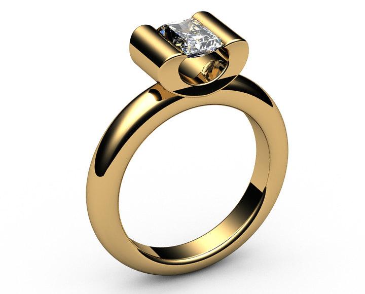 Tension Ring Diamond Engagement ring Radiant cut Solitaire Diamond Ring