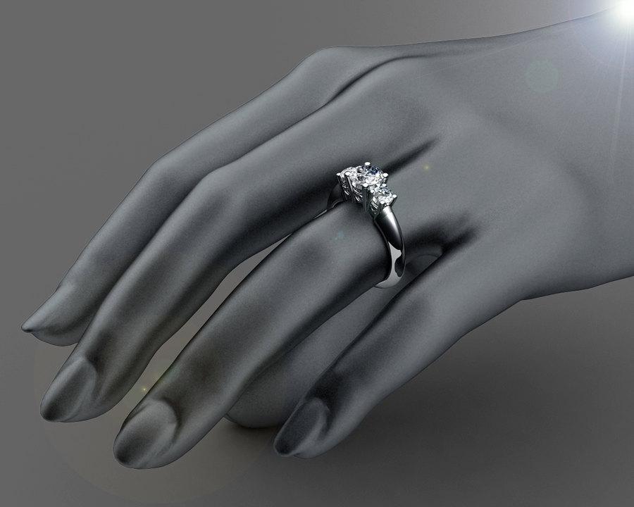 3 stone Diamond Engagement Ring, Heart Filigree Ring, 1 carat Engagement Ring, 18K Diamond Ring