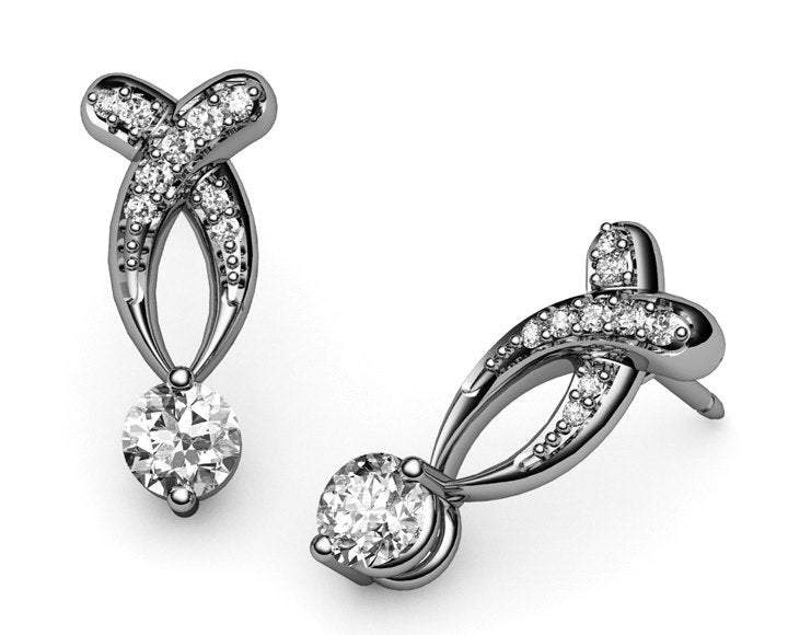 Twist stud Earrings Diamond Stud Earrings 18K Diamond Studs White Sapphire Studs