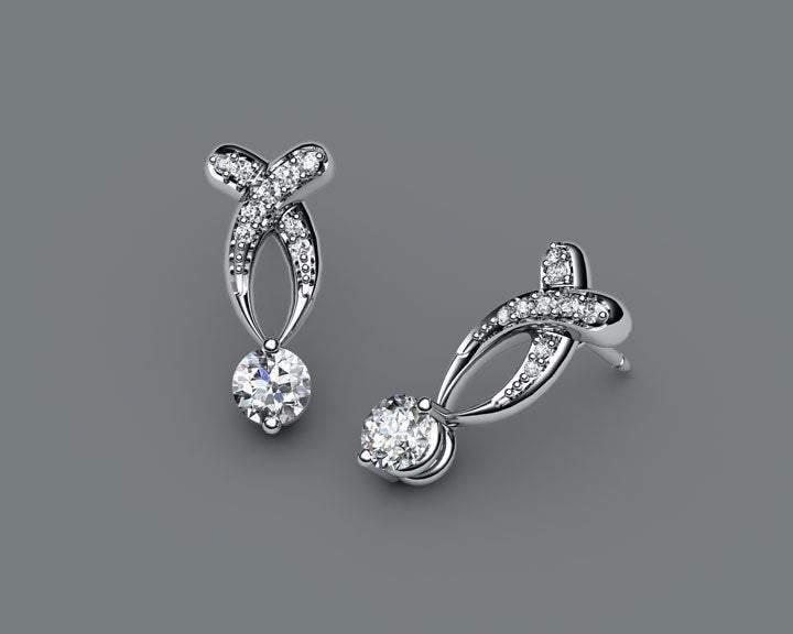 Twist stud Earrings Diamond Stud Earrings 18K Diamond Studs White Sapphire Studs