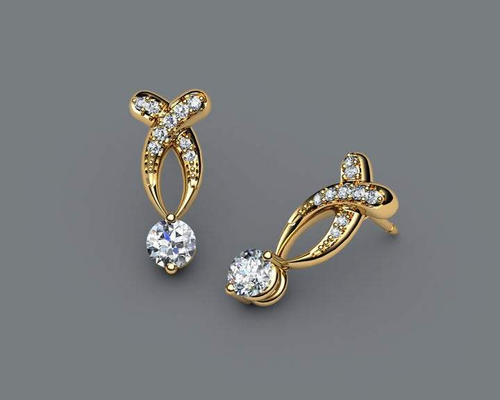 Twist stud Earrings Diamond Stud Earrings 18K Diamond Studs White Sapphire Studs