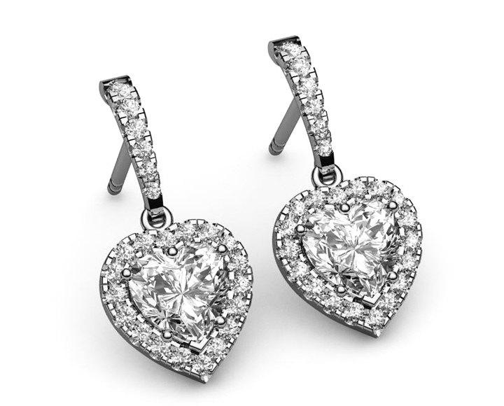 1.3/4 carat Heart Studs bridesmaid Earrings Frame Pave Love Earrings 18K Yellow gold Wedding Earrings forever