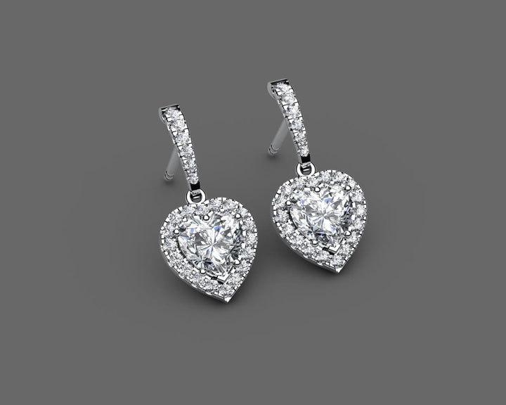 1.3/4 carat Heart Studs bridesmaid Earrings Frame Pave Love Earrings 18K Yellow gold Wedding Earrings forever