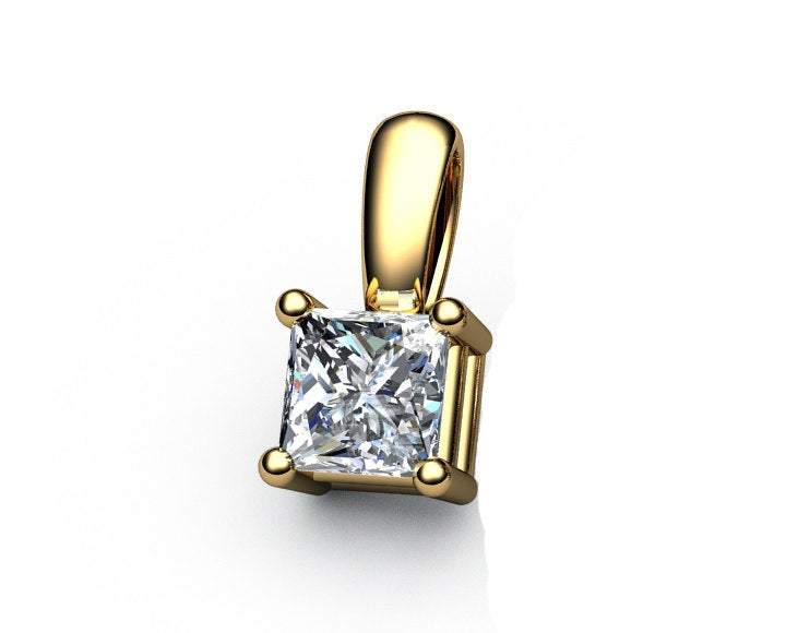 1/2 carat Princess Cut Diamond Pendant Solitaire Pendant Womens Diamond Pendant Square Pendant