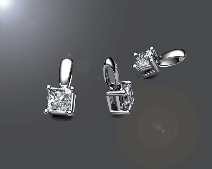 Half carat Princess Cut Moissanite Pendant Solitaire Pendant Women Diamond Pendant Square Pendant