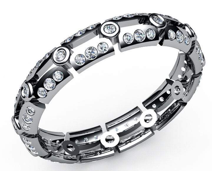 Gold ring Diamond Eternity Ring anniversary ring 84 diamonds 2/3 carat 18K White gold 18K Yellow gold marriage forever 84th Anniversary - Lianne Jewelry
