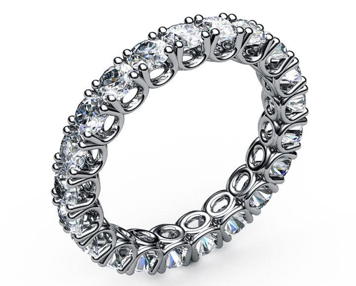 Anniversary Ring Eternity Ring Stacking Ring White Sapphire Ring  2 ct 18K Rose White or Yellow gold marriage forever Gift