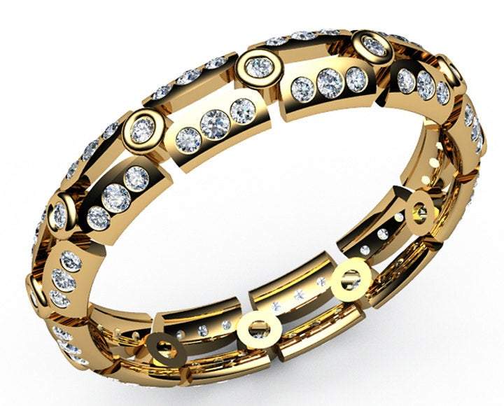 Gold ring Diamond Eternity Ring anniversary ring 84 diamonds 2/3 carat 18K White gold 18K Yellow gold marriage forever 84th Anniversary