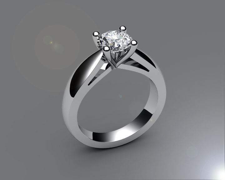Diamond ring  Unique Engagement Diamond Contour ring Solitaire 3/4 Carat made in 18K Yellow or 18K White gold