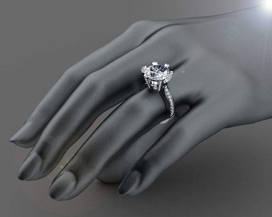 Diamond Engagement Ring 1 carat White gold Big Ring