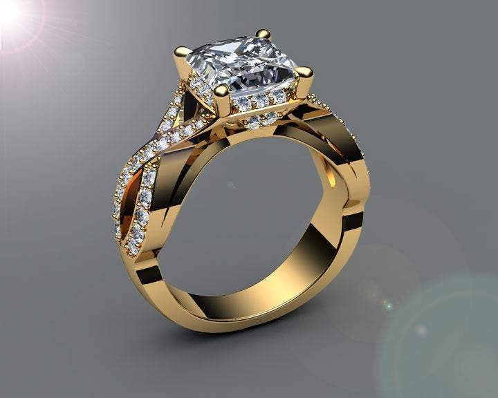 Princess Cut Diamond Engagement Ring, Natural Diamond Engagement Ring, Brutalist Ring, Unique Diamond Engagement Ring, Unique Diamond Rings